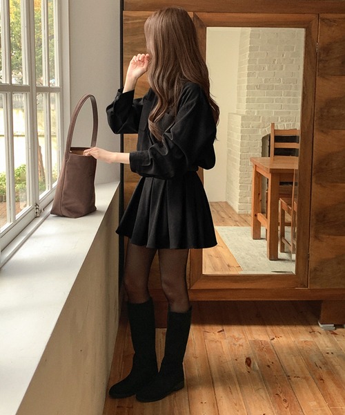 PRIVATE  BEACH（プライベートビーチ）の「ウエストマークミニシャツワンピース　ベルト付き（シャツワンピース・レディース・ブラック/オフホワイト・FREE）」の21枚目の写真