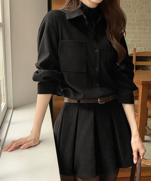 PRIVATE  BEACH（プライベートビーチ）の「ウエストマークミニシャツワンピース　ベルト付き（シャツワンピース・レディース・ブラック/オフホワイト・FREE）」の22枚目の写真