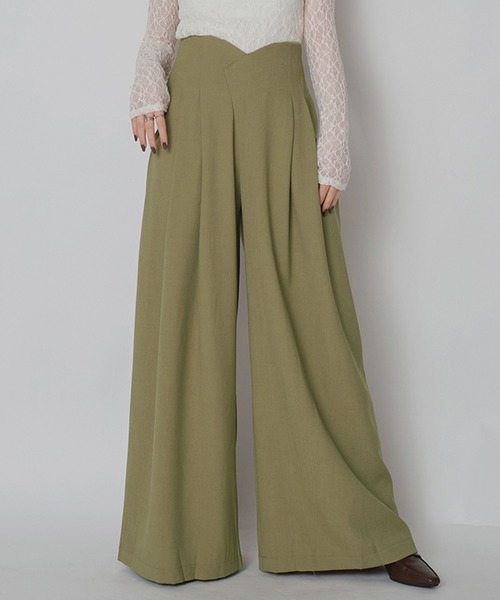murea(ミュレア)の「ウエストデザインハイウエストワイドタックパンツ(その他パンツ・レディース・オリーブ/ブラック・M/S)」の2枚目の写真