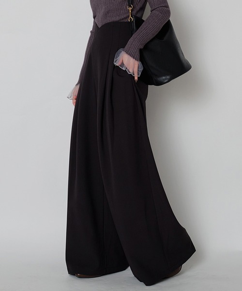 murea(ミュレア)の「ウエストデザインハイウエストワイドタックパンツ(その他パンツ・レディース・オリーブ/ブラック・M/S)」の1枚目の写真