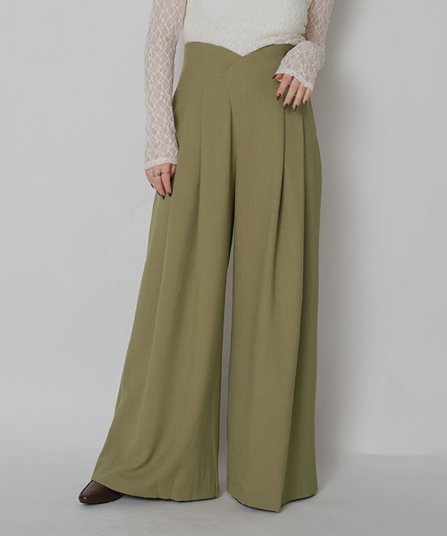 murea(ミュレア)の「ウエストデザインハイウエストワイドタックパンツ(その他パンツ・レディース・オリーブ/ブラック・M/S)」の3枚目の写真