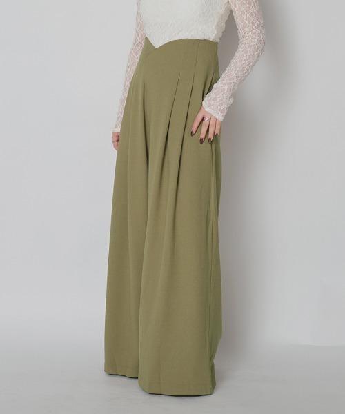 murea(ミュレア)の「ウエストデザインハイウエストワイドタックパンツ(その他パンツ・レディース・オリーブ/ブラック・M/S)」の4枚目の写真