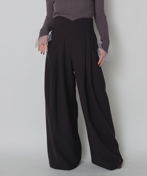 murea(ミュレア)の「ウエストデザインハイウエストワイドタックパンツ(その他パンツ・レディース・オリーブ/ブラック・M/S)」の7枚目の写真