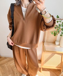 CURA CLOSET（キュラ クローゼット）の「【ema.217 select】ハーフジップ＆カーブパンツセットアップ（セットアップ）」