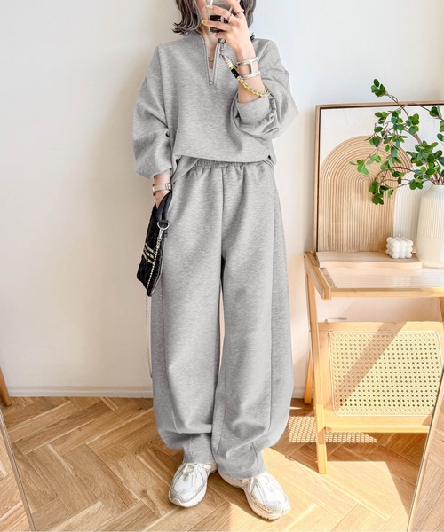 CURA CLOSET（キュラ クローゼット）の「【ema.217 select】ハーフジップ＆カーブパンツセットアップ（セットアップ・レディース・オフホワイト/ブラック/ブラウン/グレー・フリー/C）」の17枚目の写真