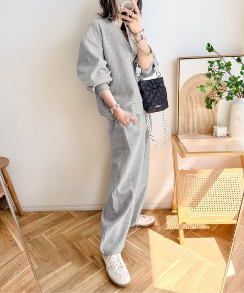 CURA CLOSET（キュラ クローゼット）の「【ema.217 select】ハーフジップ＆カーブパンツセットアップ（セットアップ・レディース・オフホワイト/ブラック/ブラウン/グレー・フリー/C）」の19枚目の写真