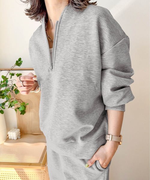 CURA CLOSET（キュラ クローゼット）の「【ema.217 select】ハーフジップ＆カーブパンツセットアップ（セットアップ・レディース・オフホワイト/ブラック/ブラウン/グレー・フリー/C）」の21枚目の写真