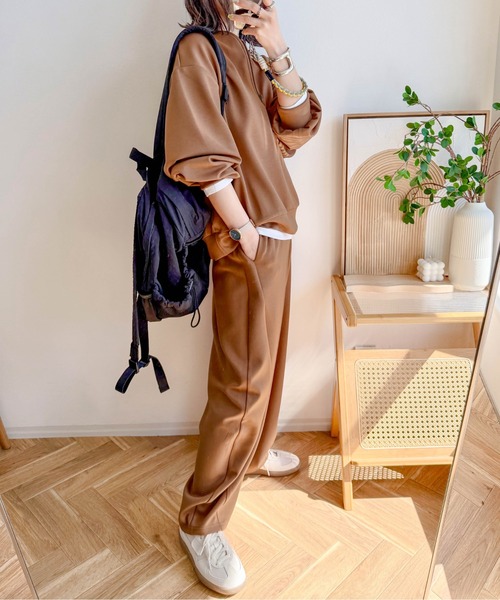 CURA CLOSET（キュラ クローゼット）の「【ema.217 select】ハーフジップ＆カーブパンツセットアップ（セットアップ・レディース・オフホワイト/ブラック/ブラウン/グレー・フリー/C）」の6枚目の写真