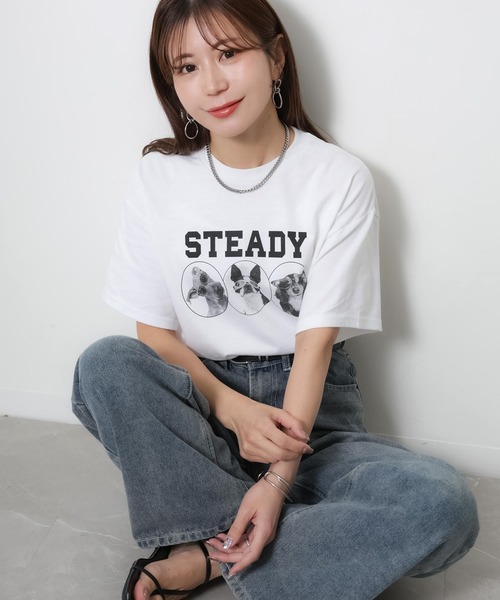 Riberry(リベリー)の「アソートアニマルフォトプリント半袖Tシャツ【CAT/DOG】(Tシャツ/カットソー・レディース・B/A/C/D・MEDIUM)」の4枚目の写真