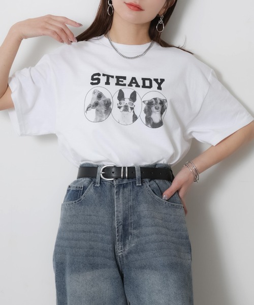 Riberry(リベリー)の「アソートアニマルフォトプリント半袖Tシャツ【CAT/DOG】(Tシャツ/カットソー・レディース・B/A/C/D・MEDIUM)」の6枚目の写真