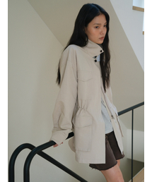 LINEN UTILITY HALF COAT BEIGE