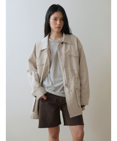 UNNOUT(アナウト)の「LINEN UTILITY HALF COAT BEIGE(ナイロンジャケット・レディース・その他・ONE SIZE)」の3枚目の写真