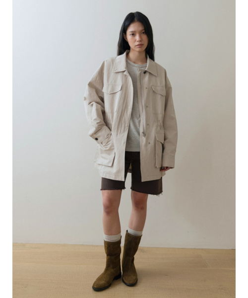UNNOUT(アナウト)の「LINEN UTILITY HALF COAT BEIGE(ナイロンジャケット・レディース・その他・ONE SIZE)」の4枚目の写真