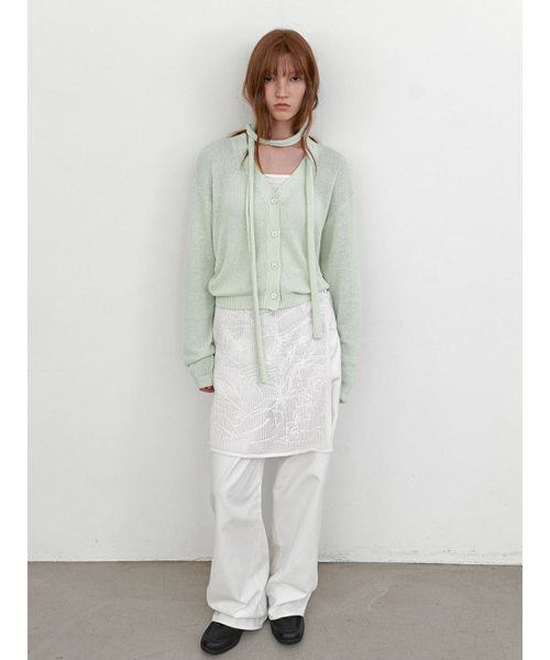 ATELIER NAIN(アトリエナイン)の「FLOWER LACE LAYERD KNIT SKIRT (SK-5078)(スカート・レディース・ホワイト・FREE)」の3枚目の写真