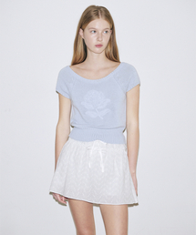 SINOON（シヌーン）の「Flower Raglan Knit (Soft Blue)（Tシャツ/カットソー）」