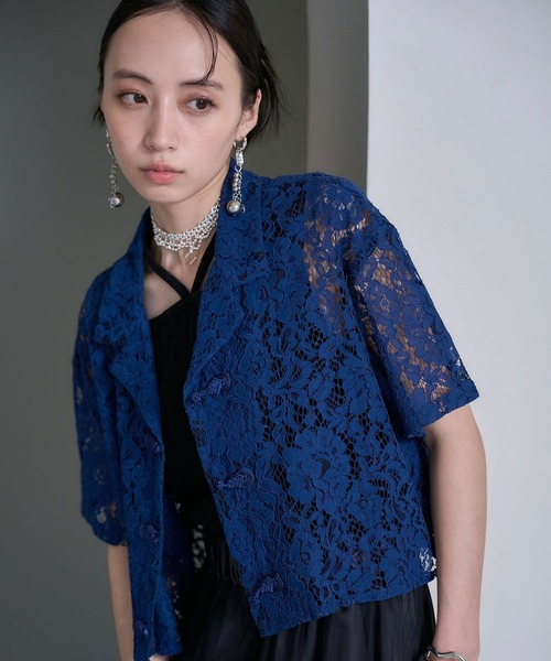 HARE（ハレ）の「カイキンレースチャイナシャツ(HARE)（シャツ/ブラウス・レディース・ホワイト/ブラック/ネイビー/オレンジ/ダークブルー・FREE）」の3枚目の写真