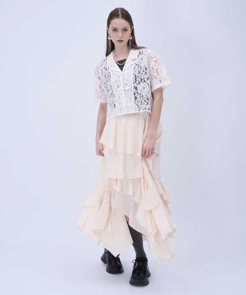 HARE（ハレ）の「カイキンレースチャイナシャツ(HARE)（シャツ/ブラウス・レディース・ホワイト/ブラック/ネイビー/オレンジ/ダークブルー・FREE）」の8枚目の写真