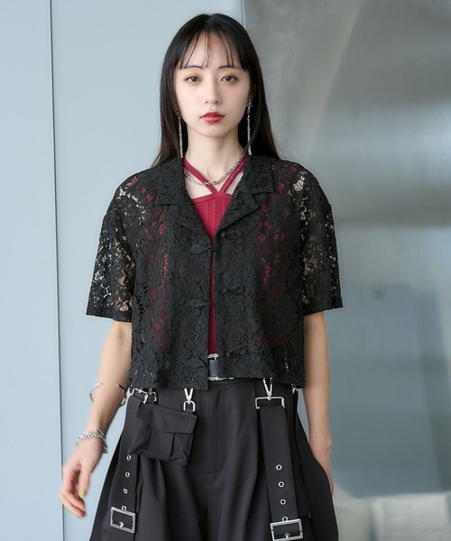 HARE（ハレ）の「カイキンレースチャイナシャツ(HARE)（シャツ/ブラウス・レディース・ホワイト/ブラック/ネイビー/オレンジ/ダークブルー・FREE）」の20枚目の写真