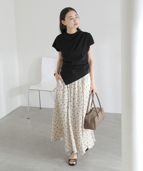 La TOTALITE（ラトータリテ）の「【洗える】麻ボイルドットスカート（スカート・レディース・ブラック/ベージュ・36/38）」の22枚目の写真