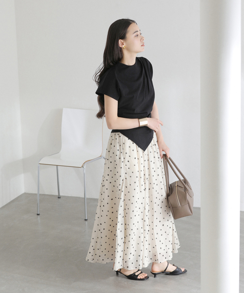 La TOTALITE（ラトータリテ）の「【洗える】麻ボイルドットスカート（スカート・レディース・ブラック/ベージュ・36/38）」の21枚目の写真