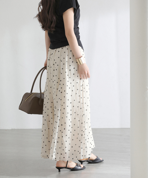 La TOTALITE（ラトータリテ）の「【洗える】麻ボイルドットスカート（スカート・レディース・ブラック/ベージュ・36/38）」の18枚目の写真