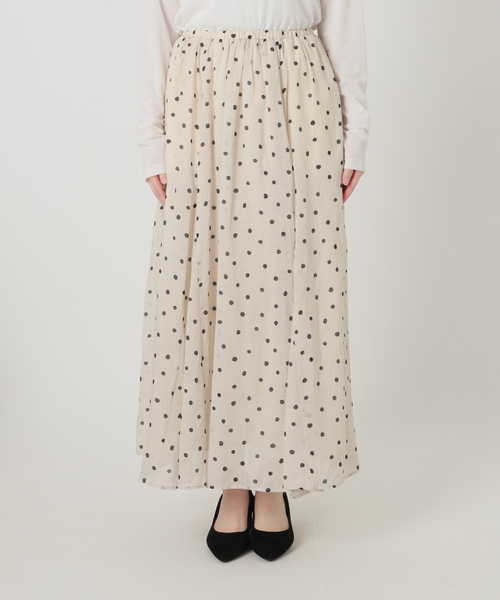 La TOTALITE（ラトータリテ）の「【洗える】麻ボイルドットスカート（スカート・レディース・ブラック/ベージュ・36/38）」の15枚目の写真