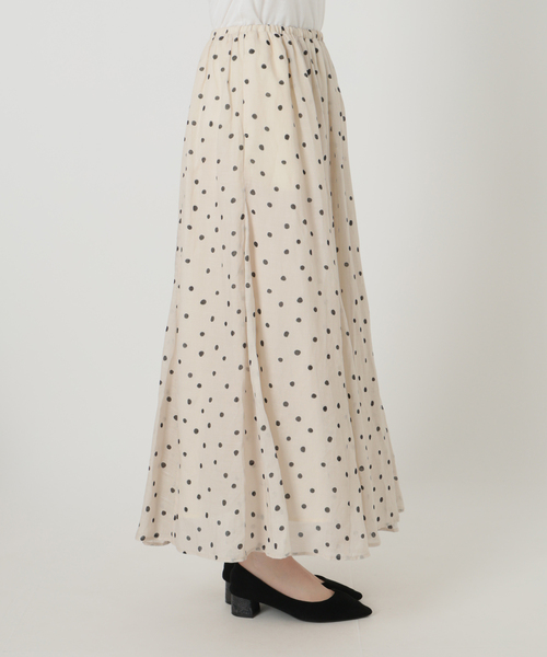 La TOTALITE（ラトータリテ）の「【洗える】麻ボイルドットスカート（スカート・レディース・ブラック/ベージュ・36/38）」の12枚目の写真