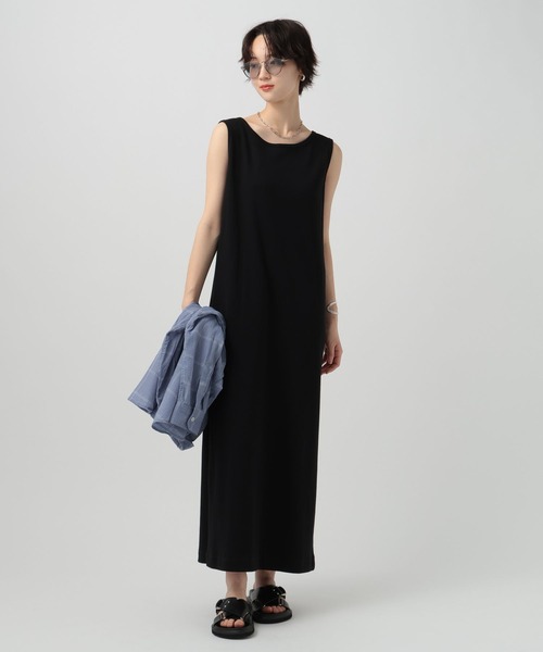 BAYFLOW（ベイフロー）の「バッククロスリブワンピース（ワンピース・レディース・グレー/ブラック・MEDIUM/SMALL）」の4枚目の写真