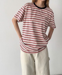 CANAL JEAN（キャナルジーン）の「Lakey Park　胸刺繍マルチボーダーTシャツ（Tシャツ/カットソー・レディース）」