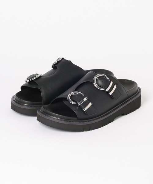 HARE（ハレ）の「ダブルバックルサンダル(HARE)（サンダル・メンズ・ブラウン系その他/ブラック・LARGE/MEDIUM）」の4枚目の写真