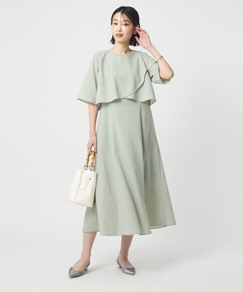 【クリーニング済/着用ニ回のみ】ワンピース セール】ケープ ナローフレア ワンピース（ワンピース）｜green label