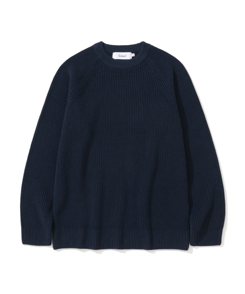 KNITTED(ニッティド)の「コットンワッフルラウンドニット NAVY(ニット/セーター・レディース・その他・M/L/XL)」の2枚目の写真
