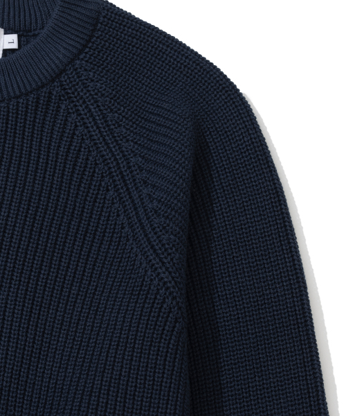 KNITTED(ニッティド)の「コットンワッフルラウンドニット NAVY(ニット/セーター・レディース・その他・M/L/XL)」の4枚目の写真