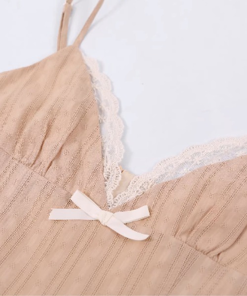 LA POMME petit(ラポミ・プチ)の「Romantic Mesh Flare Cami Dress(ワンピース・レディース・ホワイト/ピンク・SMALL/MEDIUM/LARGE)」の3枚目の写真
