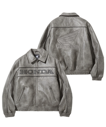 HONDA MOTORCYCLE（ホンダモーターサイクル）の「Engineered Leather Piping Motorcycle Jacket Gray（ライダースジャケット）」
