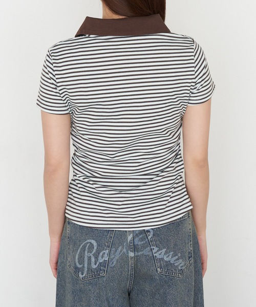 RAY CASSIN(レイカズン)の「マルチボーダー胸刺繍半袖ポロ(Tシャツ/カットソー・レディース・グレー系その他2/ブラック系その他2/ホワイト系その他2/ブラウン系その他2・FREE)」の14枚目の写真