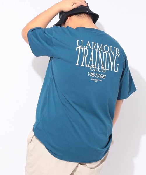 UNDER ARMOUR(アンダーアーマー)の「Tシャツ 半袖 HW PATCH SS メンズ 大きいサイズ LOOSE ヘビーウエイト パッチロゴ クルーネック カットソー UNDER ARMOUR (アンダーアーマー)(Tシャツ/カットソー・メンズ・グレー/ブルー・3XL/4XL/5XL)」の2枚目の写真