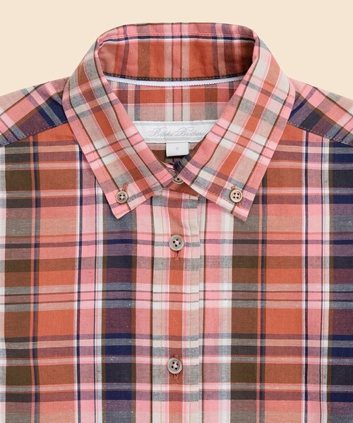 BROOKS BROTHERS(ブルックスブラザーズ)の「コットン/リネン マドラスチェック シャツ(シャツ/ブラウス・レディース・ピンク・0/2/4/6/8)」の2枚目の写真