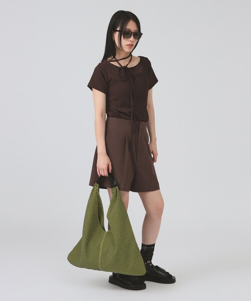 Ray BEAMS（レイビームス）の「チェック トライアングル バッグ（トートバッグ・レディース・イエロー/ブラック・ONE SIZE）」の3枚目の写真