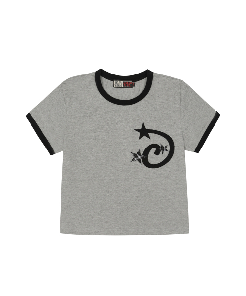 LOSERS CLUB(ルーザーズクラブ)の「スタープリケクロップリンガーTシャツウィメンズフィットグレー(Tシャツ/カットソー・レディース・その他・SMALL)」の1枚目の写真