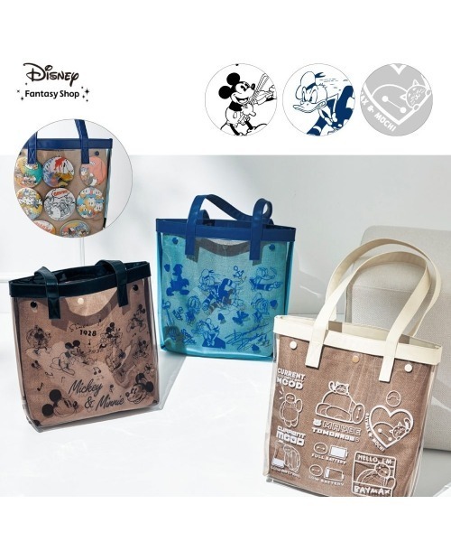グッズが付けられるクリアトートバッグ（トートバッグ）｜Disney