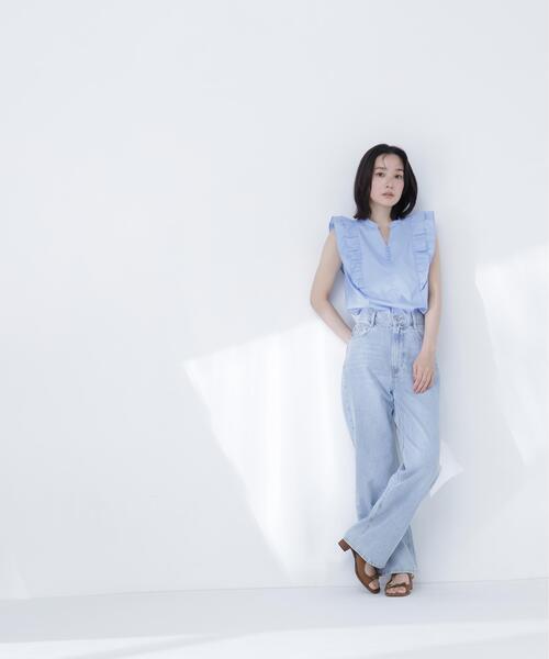NATURAL BEAUTY BASIC(ナチュラルビューティーベーシック)の「ラッフルフレンチスリーブブラウス(シャツ/ブラウス・レディース・イエロー/ネイビー/ブルー・フリ-)」の14枚目の写真