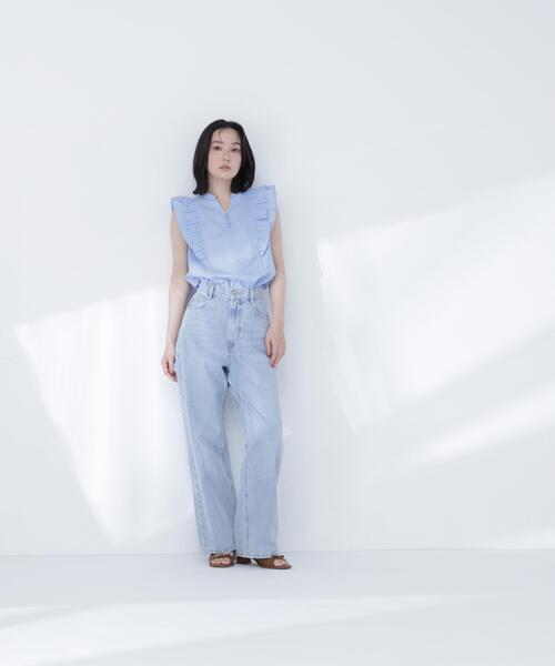 NATURAL BEAUTY BASIC(ナチュラルビューティーベーシック)の「ラッフルフレンチスリーブブラウス(シャツ/ブラウス・レディース・イエロー/ネイビー/ブルー・フリ-)」の16枚目の写真