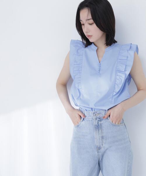 NATURAL BEAUTY BASIC(ナチュラルビューティーベーシック)の「ラッフルフレンチスリーブブラウス(シャツ/ブラウス・レディース・イエロー/ネイビー/ブルー・フリ-)」の17枚目の写真