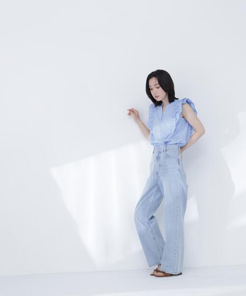 NATURAL BEAUTY BASIC(ナチュラルビューティーベーシック)の「ラッフルフレンチスリーブブラウス(シャツ/ブラウス・レディース・イエロー/ネイビー/ブルー・フリ-)」の18枚目の写真