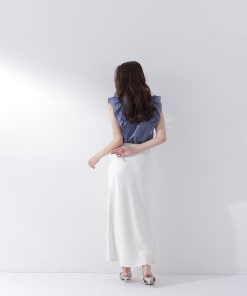 NATURAL BEAUTY BASIC(ナチュラルビューティーベーシック)の「ラッフルフレンチスリーブブラウス(シャツ/ブラウス・レディース・イエロー/ネイビー/ブルー・フリ-)」の6枚目の写真