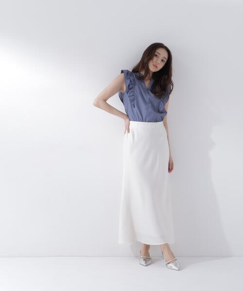 NATURAL BEAUTY BASIC(ナチュラルビューティーベーシック)の「ラッフルフレンチスリーブブラウス(シャツ/ブラウス・レディース・イエロー/ネイビー/ブルー・フリ-)」の10枚目の写真