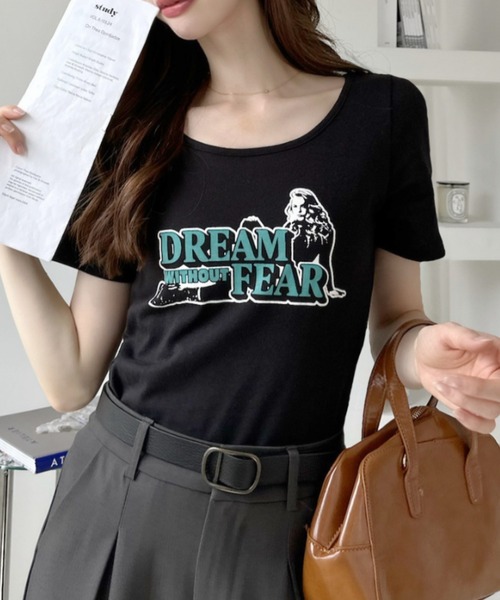 Ada.(エイダ)の「ヴィンテージライクグラフィック 半袖 コンパクト Tシャツ(Tシャツ/カットソー・レディース・ブラック/オフホワイト/チャコール/ネイビー・FREE)」の15枚目の写真