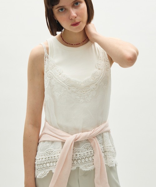 full/fill.（フルフィル）の「natural embroidery lace cami / ナチュラルエンブロイダリーレースキャミ（キャミソール・レディース・アイボリー/ホワイト・FREE）」の3枚目の写真