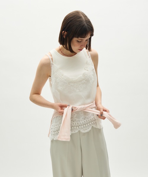 full/fill.（フルフィル）の「natural embroidery lace cami / ナチュラルエンブロイダリーレースキャミ（キャミソール・レディース・アイボリー/ホワイト・FREE）」の5枚目の写真